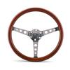 15"/ 380mm Vintage Classic Solid Wood  Steering Wheel  Stainless Steel Spokes w/ Horn Button