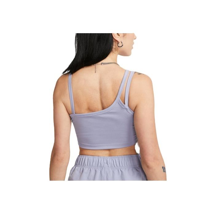 Nike Nsw Everyday Modern Solid Logo Asymmetrical Crop Sports Tank Women Tops Mist-Grey-Blue DV7927