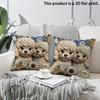 2Pcs Vintage Poodle Couple Throw Pillow Cover,Cute Floral Dog Square Cushion Case For Sofa Bedroom Living Room Decor