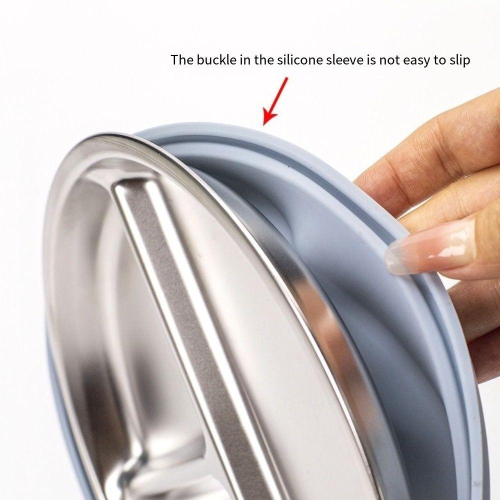 Divided Design Baby Sucker Dining Plate Silicone Suction Cup Kids Feeding Bowls Dinnerware