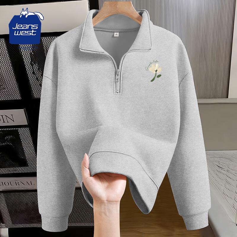 

JEANSWEST CLUB Women s Fleece Half-Zip Stand Collar Sweatshirt 2XL