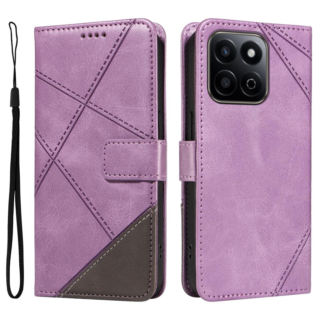 For Honor Play 60 Plus 5G/Play 9T/X7c 4G/200 Smart 5G Leather Case Geometric Line Wallet Phone Cover