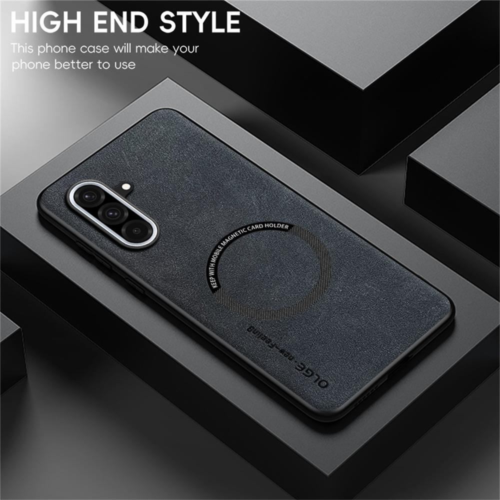WANLONFENG YBP Series For Samsung Galaxy A36 5G Magnetic Case with Tempered Glass Film PU+TPU Phone Cover Large Cutout