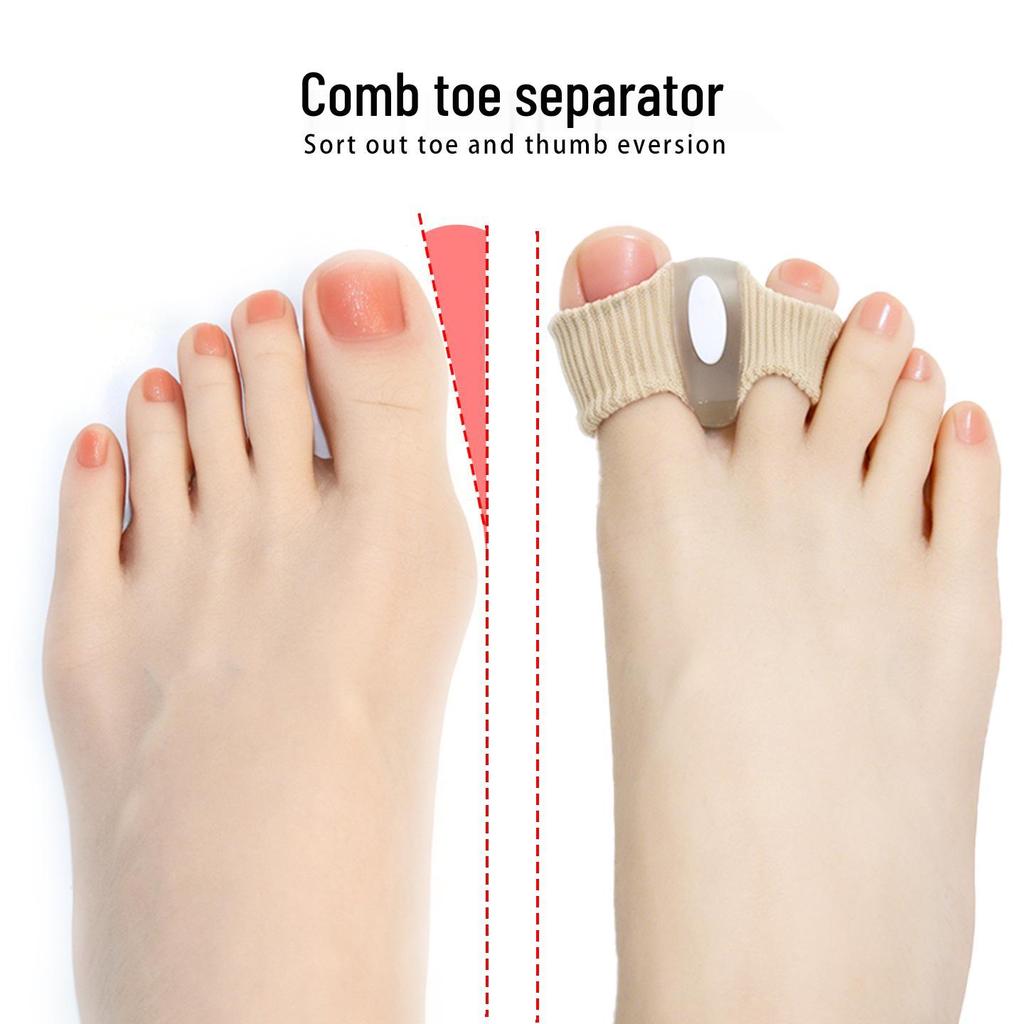 Elastic Perforated Fabric Toe Sleeve and Adjustable Bunion Separator with Transparent Silicone Cap