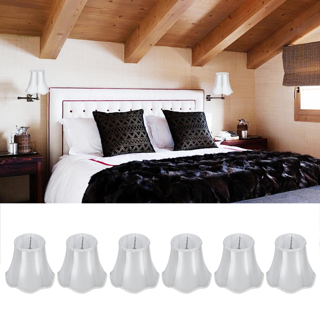 6Pcs European Modern Chandelier Fabric Lampshade Wall Lamp Cover Light Fittings White