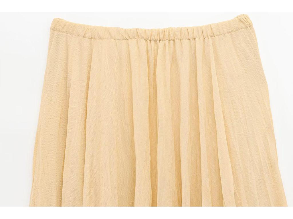 2025 European & American Style High-End Women's Pleated High Waist Slimming Midi Skirt