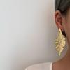 Trendy Women's Pleated Leaf Earrings: European-American Style with Bold, Three-Dimensional Design