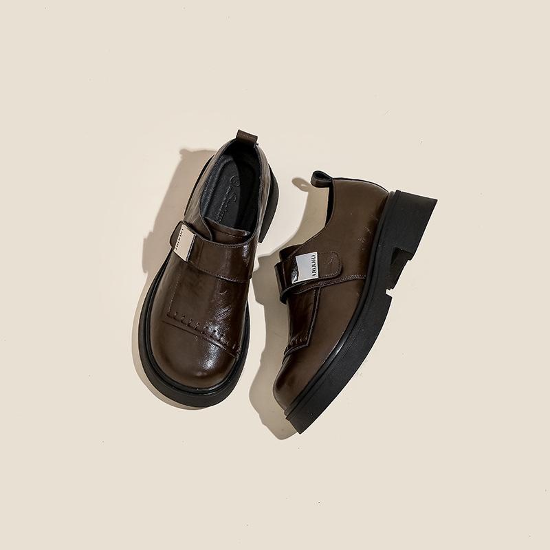 British Style Loafers for Women 2026 New Style  Thick Soled and Retro Fashionable Small Leather Shoes with Thick Heels