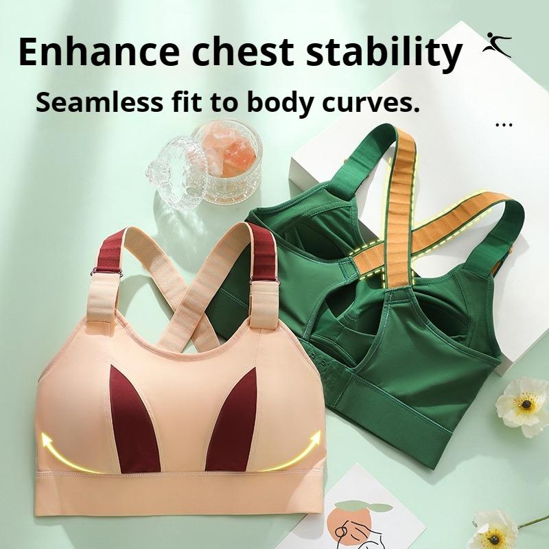 Fashionable Splicing Contrast Color Plus Size Beautiful Back Cross Bra Without Steel Ring Sports Yoga Plus Size Bra