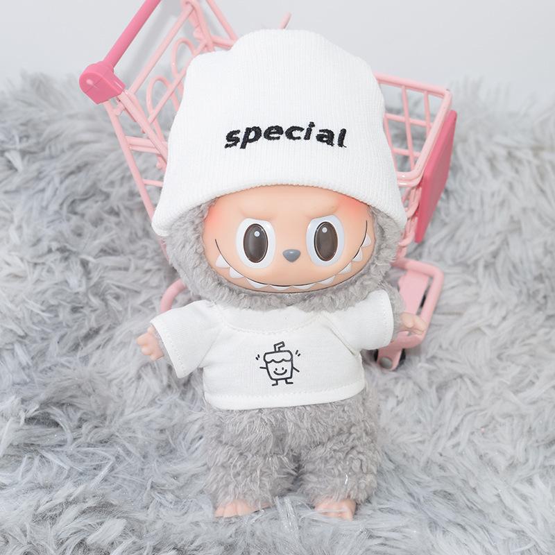 17cm Labubu Silicone Blind Bag Keychain: Changeable Clothes & Hats, Sport-Casual Pendant Doll