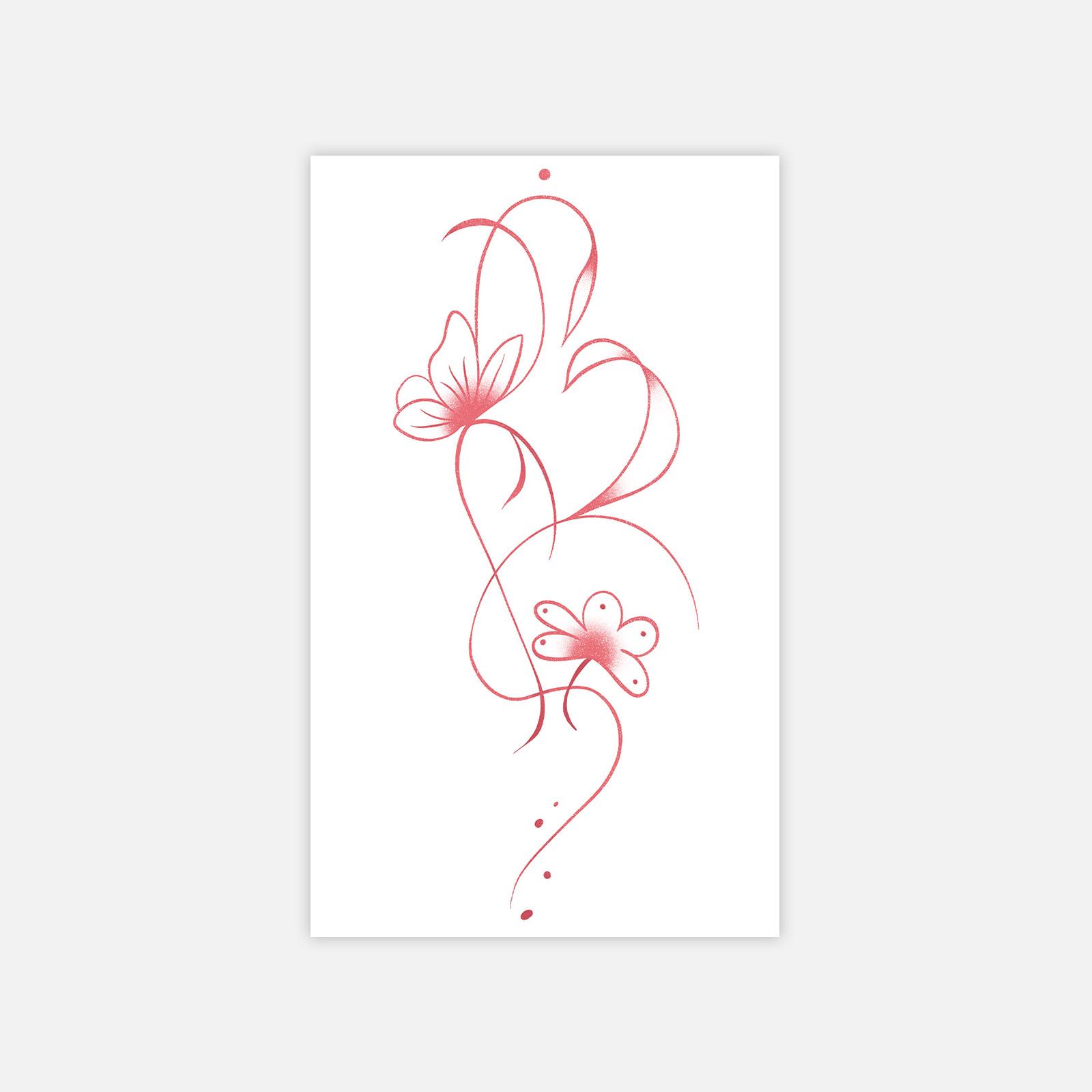 Small Fresh Butterfly Floral Lines Arm Tattoo Stickers Sweet Cool Babes Tattoo Stickers 6*10