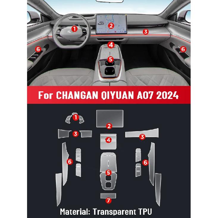 Anti-scratch Car Interior Center Console Media Dashboard Navigation TPU Protector Film For CHANGAN QIYUAN A07 2024 Accessories A