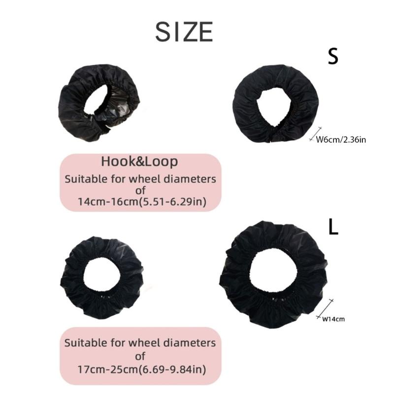 Pack of 2pcs Wheel Cover for Baby Strollers, Dustproof Case Easy To Install Pushchair Accessories Black Protectors