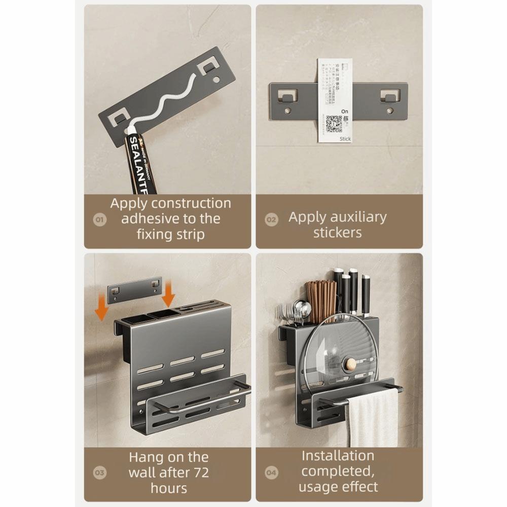 Carbon Steel Cutting Board Rack Heavy Duty Wall-Mounted Holder Kitchen Storage Rack Indoor Use