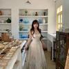 Secret Garden Holiday Wind Fake Heavy Industry Embroidery Suspender Dress Women's Waist Skinny Summer Beautiful Floral Dress