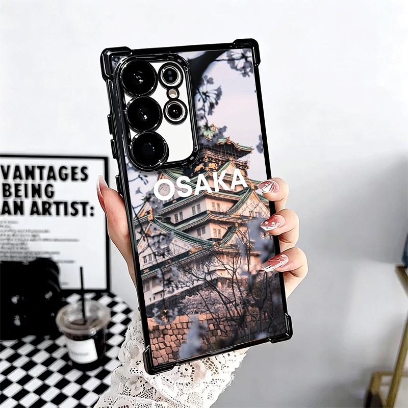 Osaka Tokyo Japan Scenery Plating Phone Case For Samsung Galaxy S24 S25 FE S26 Edge S23 Ultra S22 S21 Plus S20 Anti-Fall Airabag