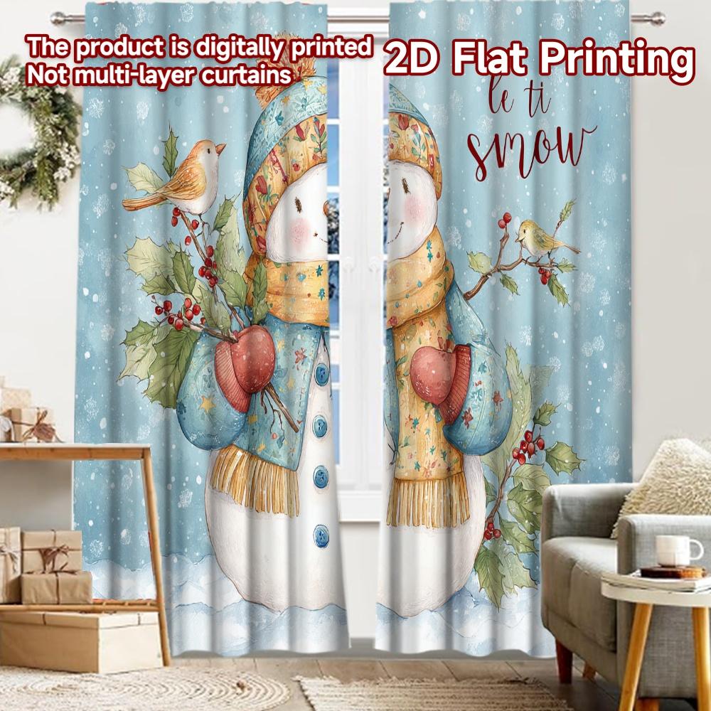 

2pcs, 2D FLAT PRINTING Curtains (Without Rod) Winter Joy Christmas holiday curtains with digital printing Versatile Polyester 52.50 × 116.00 cm 2 pcs