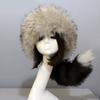 Winter Hat Adult Thick Warm Plush Hat Ladies Round Top with Tail Russian Hat