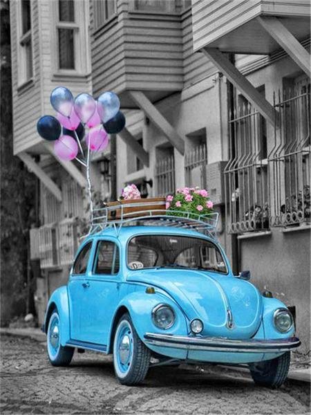 Volle quadratische Runde Diamant Malerei schwarz und weiß Straße Landschaft Home Decor Stickerei Mosaik Auto Wandkunst