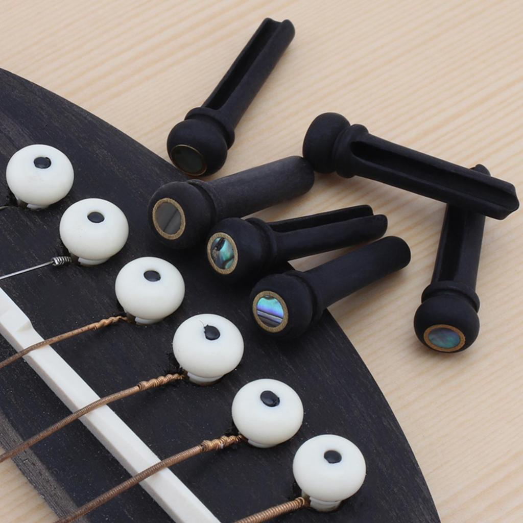 6 bucăți/lot știfturi din abanos pentru chitară, cu puncte mici de coajă de abalone