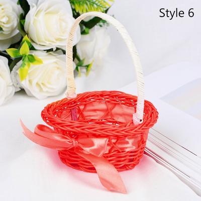 Hand-woven Small Flower Storage Basket Hand-held Rattan Woven Round Storage Baskets 8 Colors Shopping Storage Hamper Basket