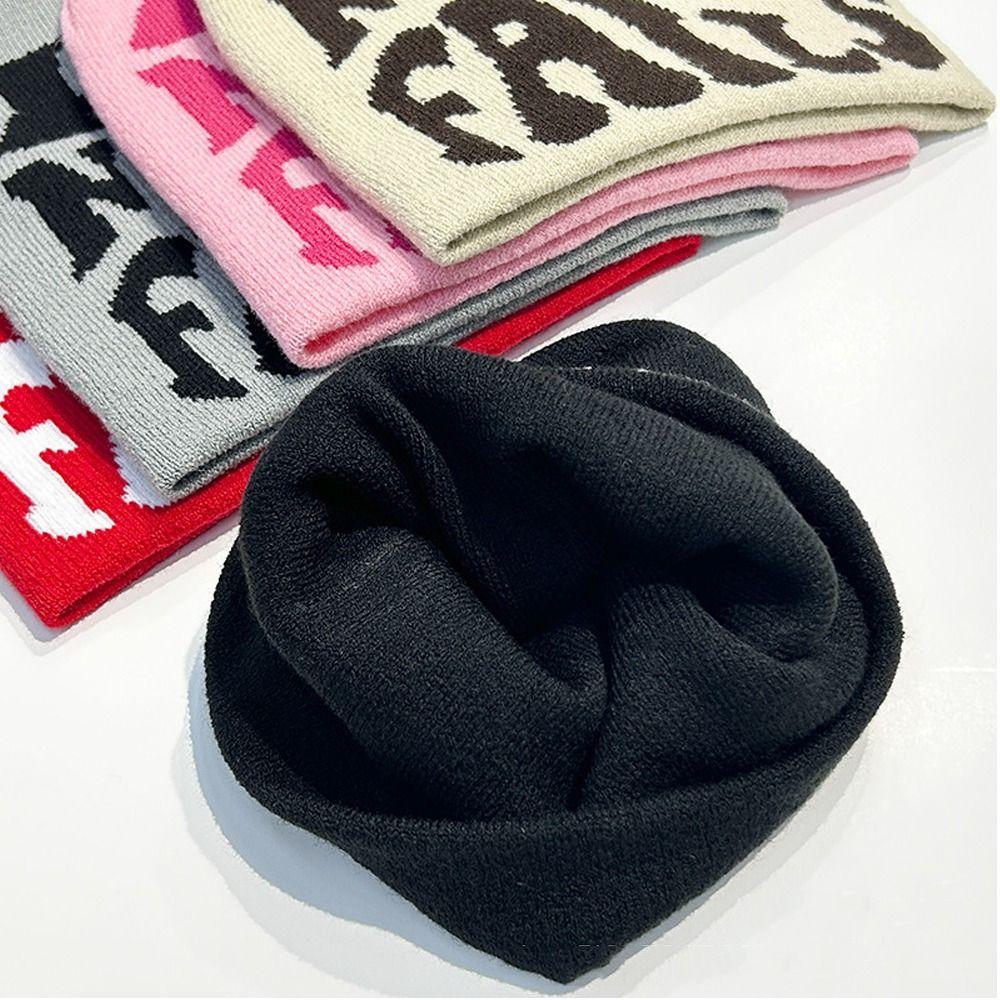 Letter Knitted Hat Elastic Hip Hop Cap Gothic Beanies Cap  Outdoor