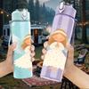 1PC White Angel Wings Figure 750ml Color Plastic Sports Water Bottle Leakproof Flip Straw Lid Suitable for Sports Office Home Use