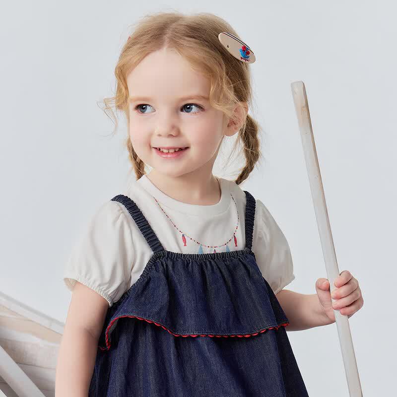 Minibala Girls' Sleeveless Modal Denim A-Line Dress