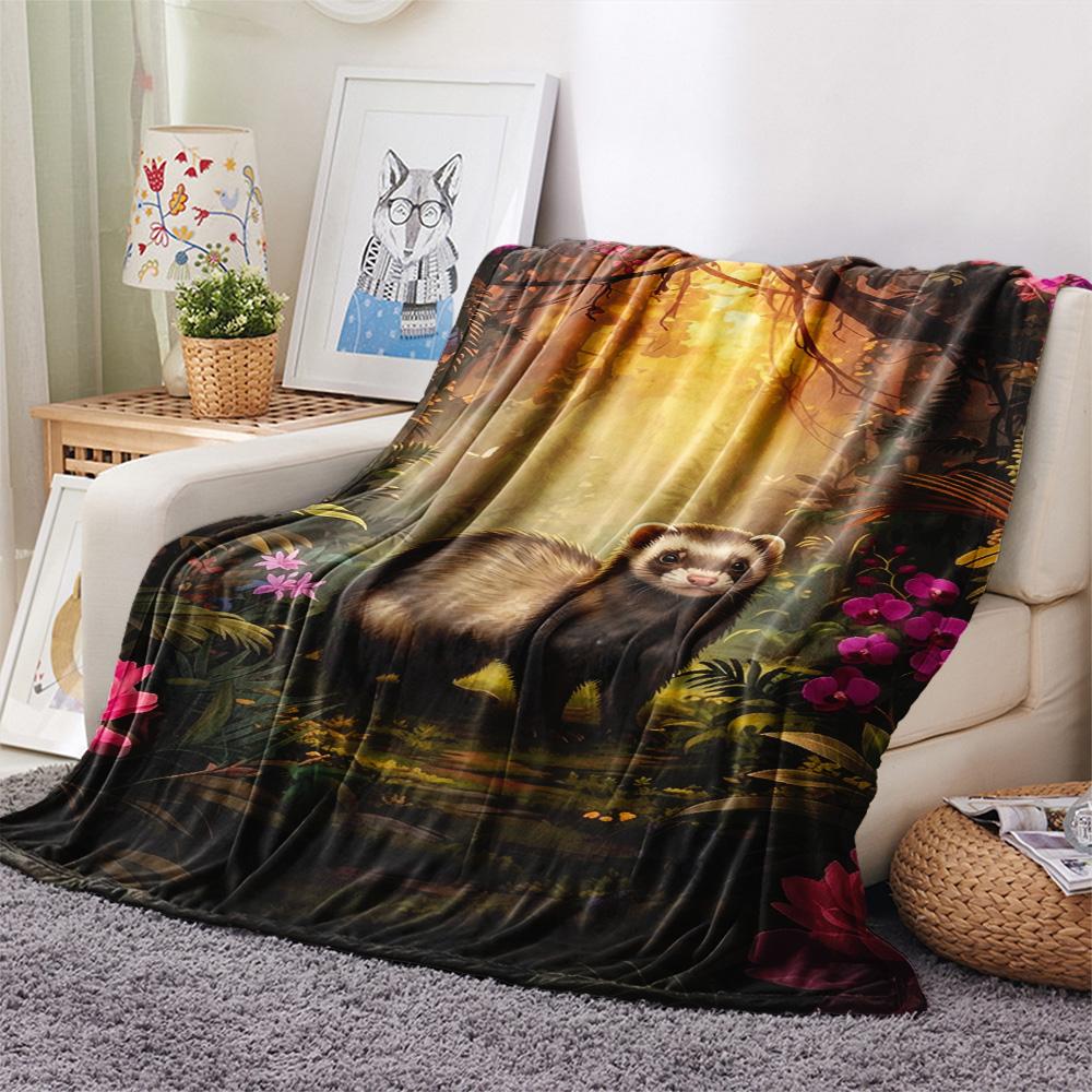 1PC Structural composition Print FlAannel Blanket, High quality Comfortable for All Seasons, Home Decor, Warmth and Comfort