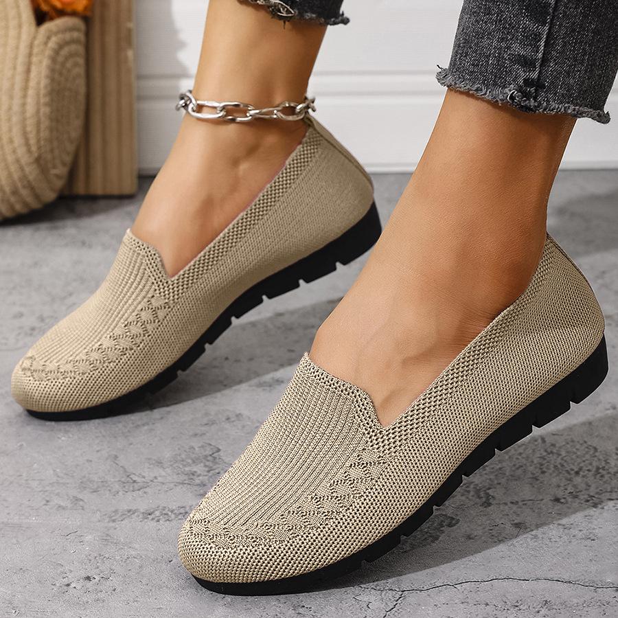 Spring and Summer Cloth Shoes Breathable Fly-woven Mesh Shoes Non-slip Flat-soled Medium Shoes Shallow Mouth Single Shoes