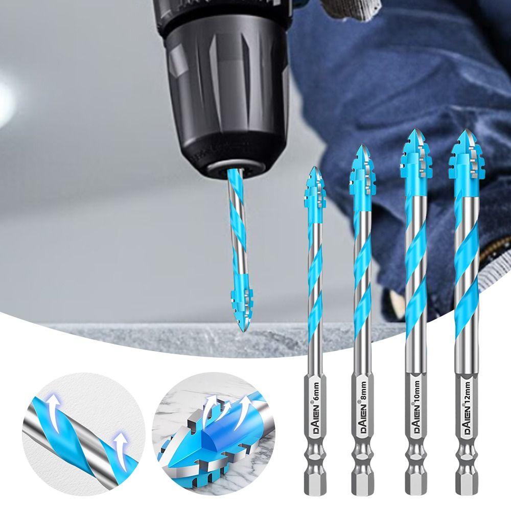 Skewed Head Tile Drill Bit Serrated Hexagonal Shank Drill Bit Set  Drilling Tool