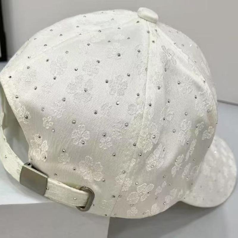 New Full Diamond Sunshade Baseball Cap Women's Spring and Summer Fashion Personality Full of Rhinestone Hard Top Cap Tide