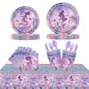 Party Mermaid Theme Paper Plates Tableware Set Childrens Birthday Decorations