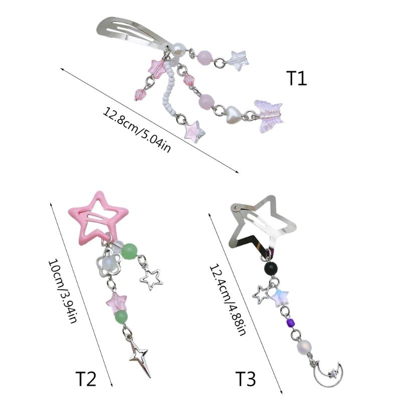 Fashion Hair Clips Y2K Style Star Butterfly Moon Tassels Hairpin Sweet Cool Hair Barrettes Hair Accessories Jewelry