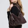 Retro Frosted Genuine Leather Handbag 2026 Winter Women's Natural Suede Leather Shoulder Bag Large Capacity Commuter Tote Bag