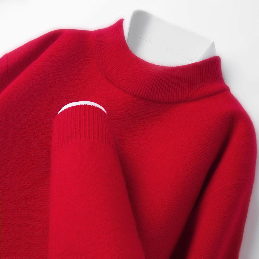 Men's 520g Semi-Worsted Wool Sweater - Autumn/Winter Thick 100% Sheepswool, Semi-High Collar, Four-Thread