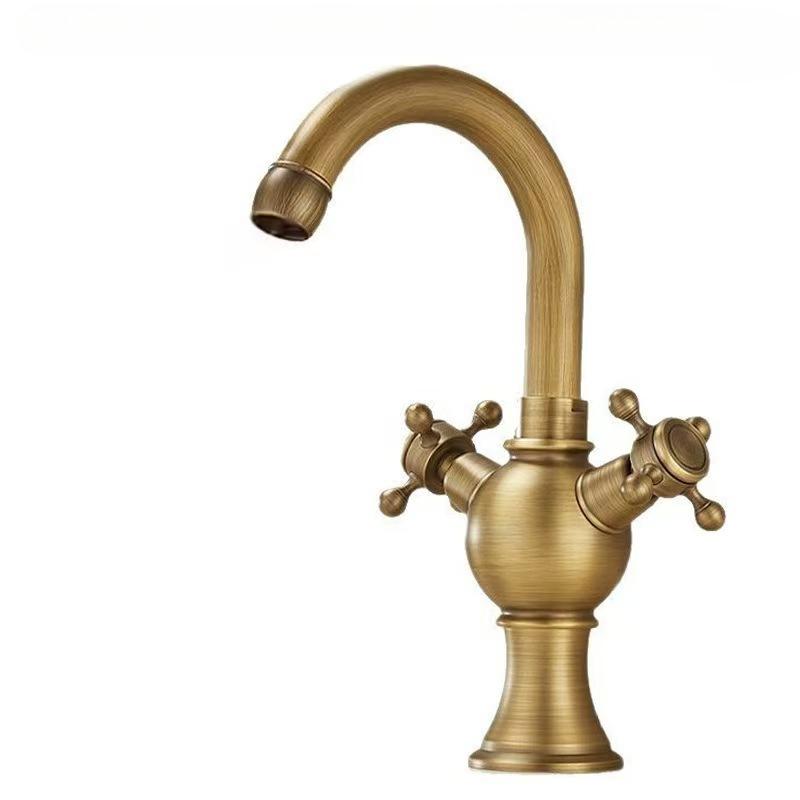 

Vintage Copper Basin Faucet Bathroom Bathroom Counter Basin Cold and Hot Double Handle Swivel Faucet G1/2