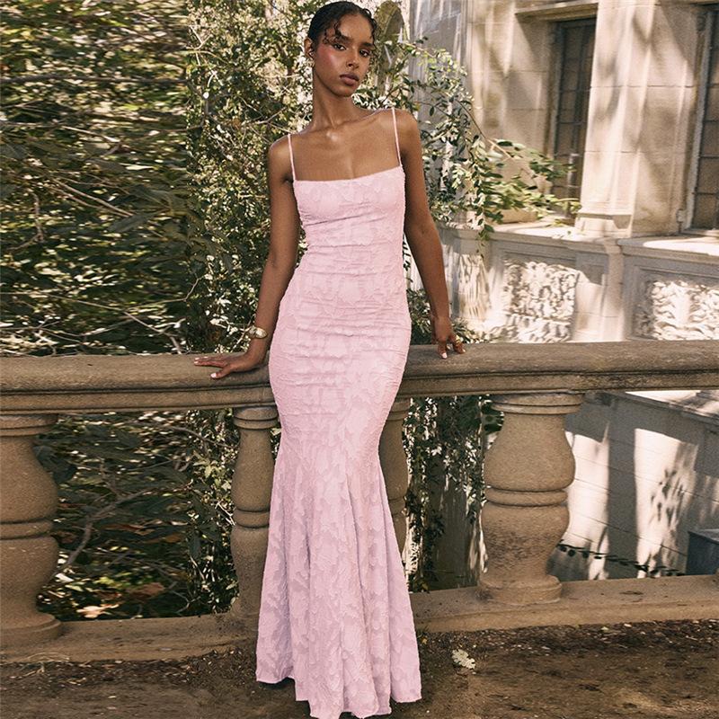 Rochie nouă de primăvară pentru femei, temperament sexy franțuzesc, cu un umăr gol, spate gol, cu bretele subțiri, slim, tip furou