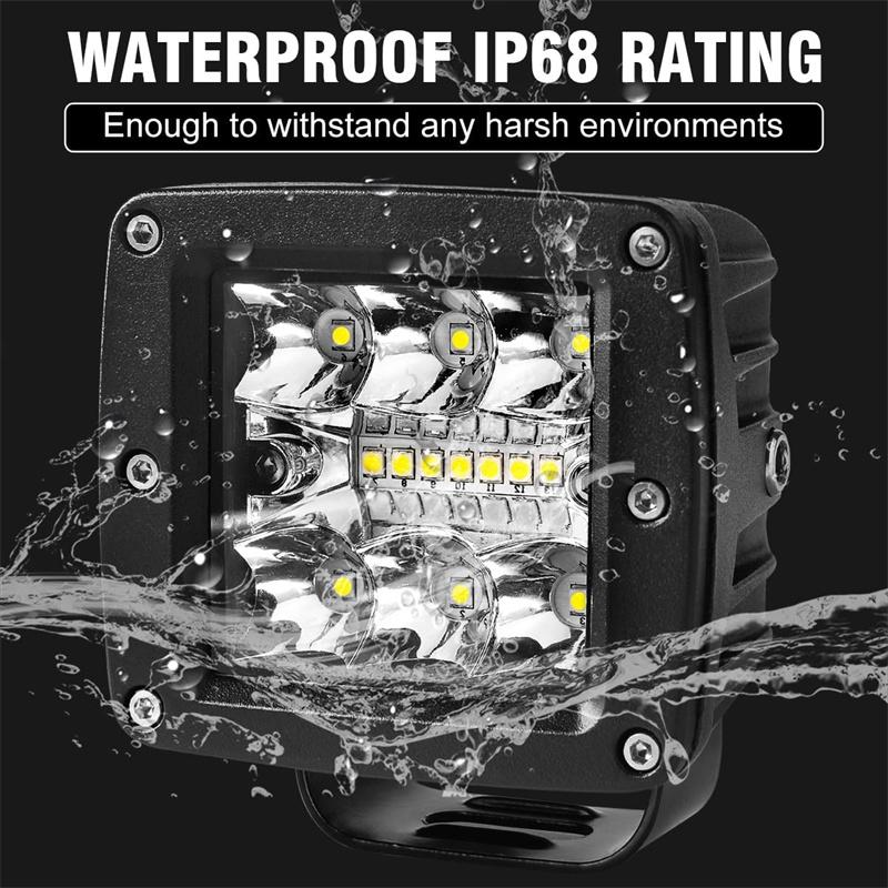 2Pcs Auto Led Light Bar 3Inch Work Light Amber White Strobe Led Pods Drl 12 24V For Jeep Tractors Boat 4X4 Truck Fog Lamp