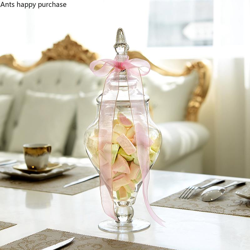 Borcan de bomboane din sticla transparenta Borcan de depozitare Afisaj de nunta Borcane decorative Rezervor de depozitare Organizator de alimente Sticla de depozitare Sticla de sticla