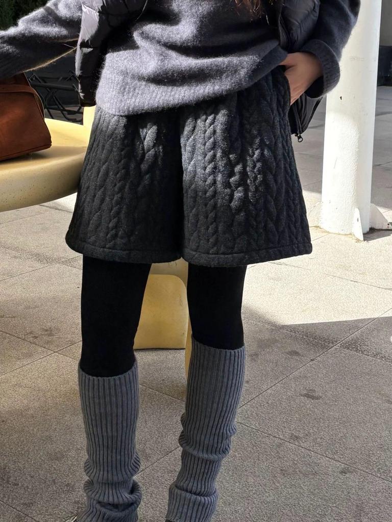 Korean Cable Knit Slimming Bootcut Wide-Leg Winter Pants