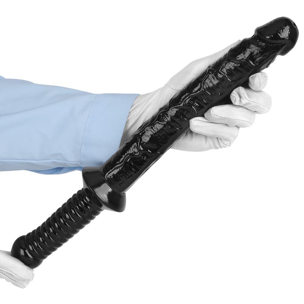 Dildo cu mâner PVC negru Masturbator Butt Plug Jucărie sexuală cu pumni Big Dick Curea pe penis Lesbiană BDSM