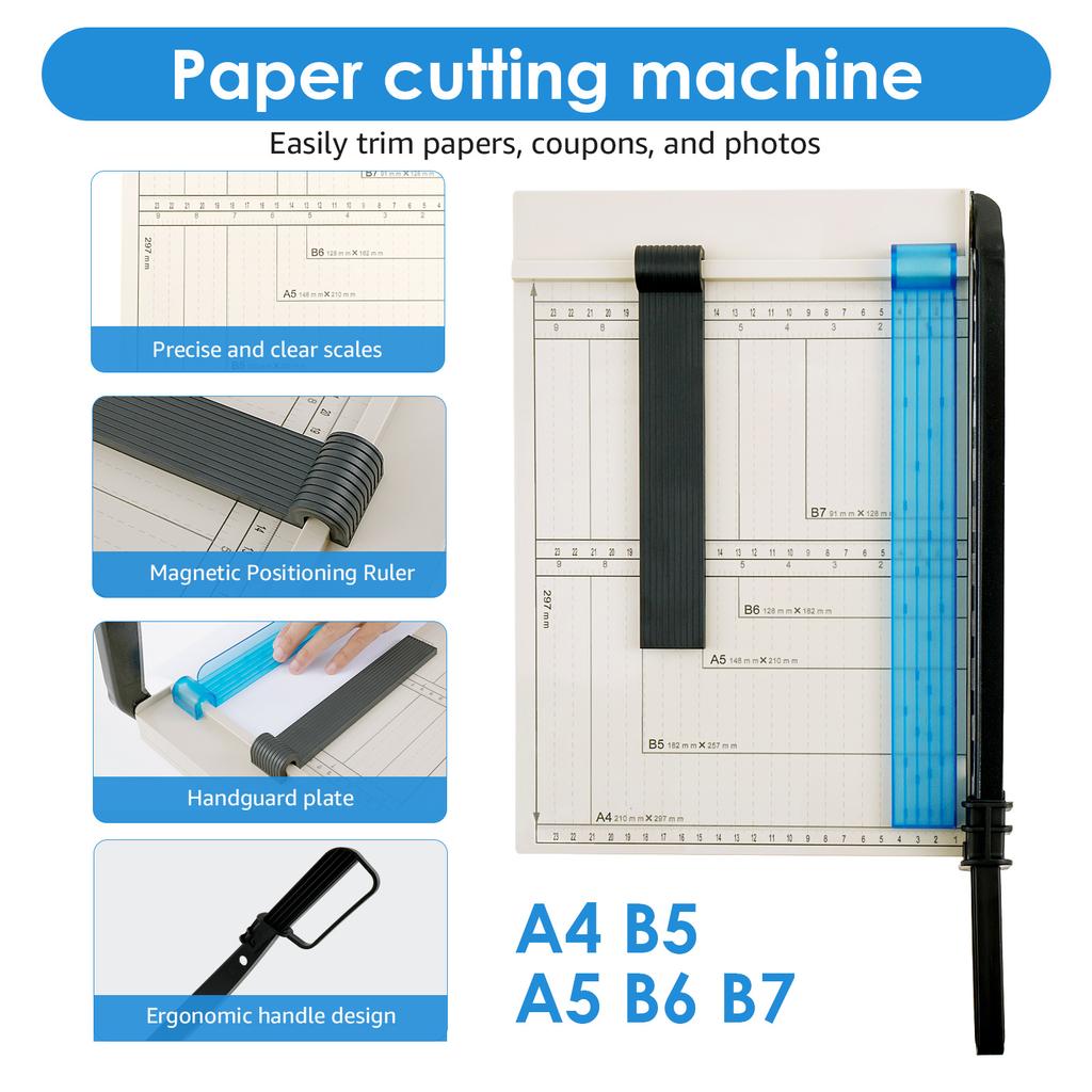 Guillotine Paper Cutter With Safety Guard And Blade Lock Accurate Cutting Paper Slicer Nonslip Paper Trimmer 12 Sheets Capacity