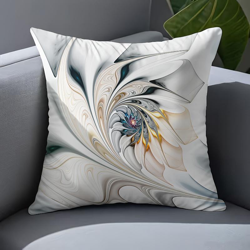 Modern Abstract Art Ink Texture Throw Pillow Covers Machine Washable Zippered Woven Polyester Contemporary Artistic Luxury Decor