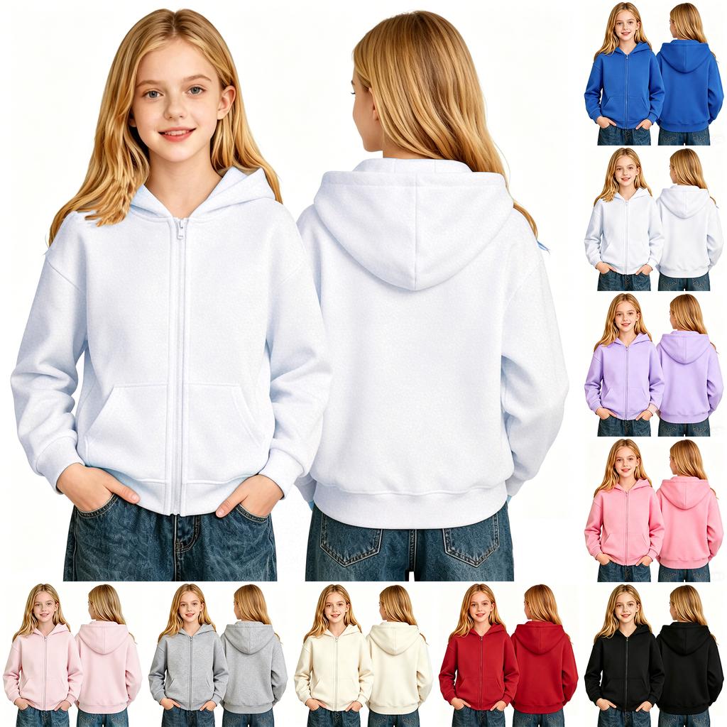 Giacca con Cappuccio e Zip Lunga Manica Casual Comfort Capospalla per Ragazze
