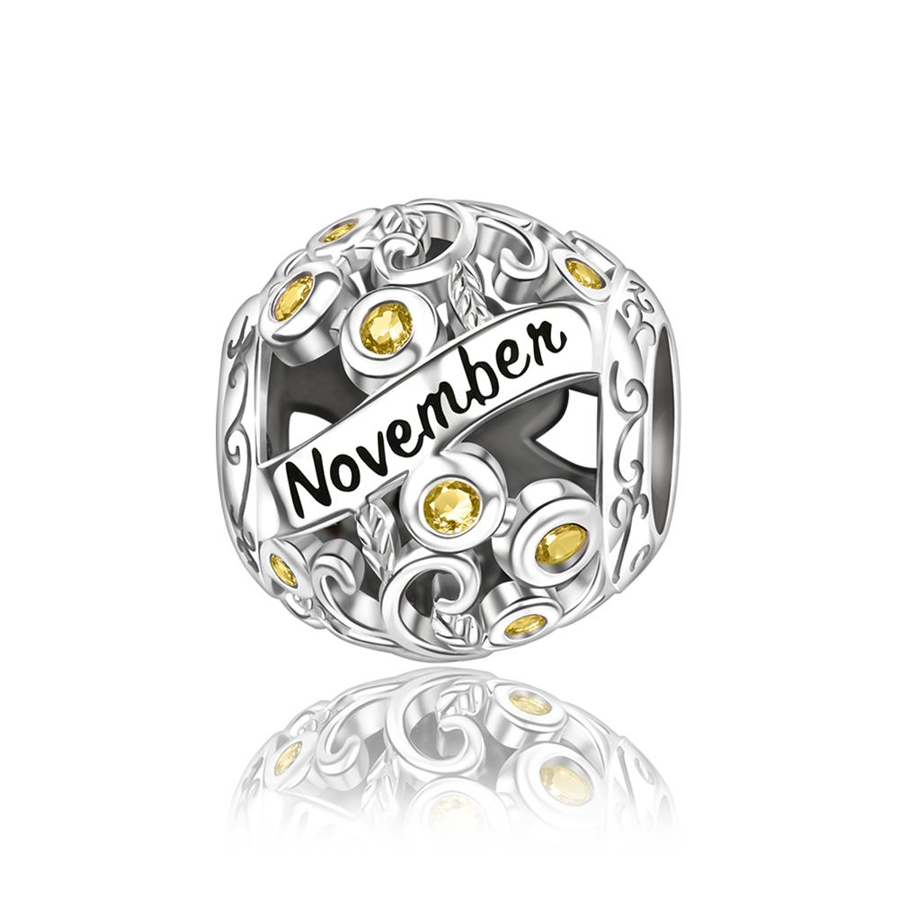 New 925 Silver Charms Colored Zircon Twelve Months Beads Pendant Bracelets Necklaces Womens DIY Jewelry Gift