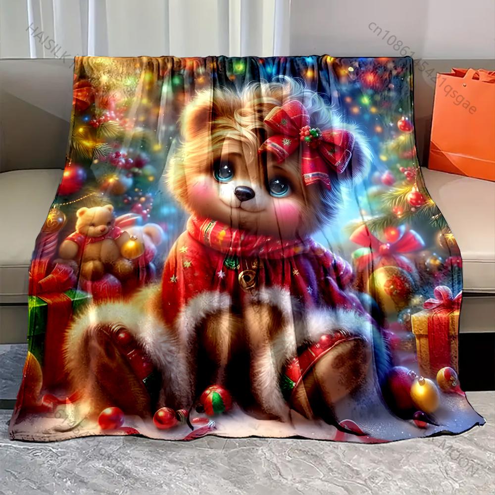 1PC Christmas-themed Festive Decor Pattern Blanket Flannel Material Soft Warm for All Seasons Home Outdoor Camping Picnics RV