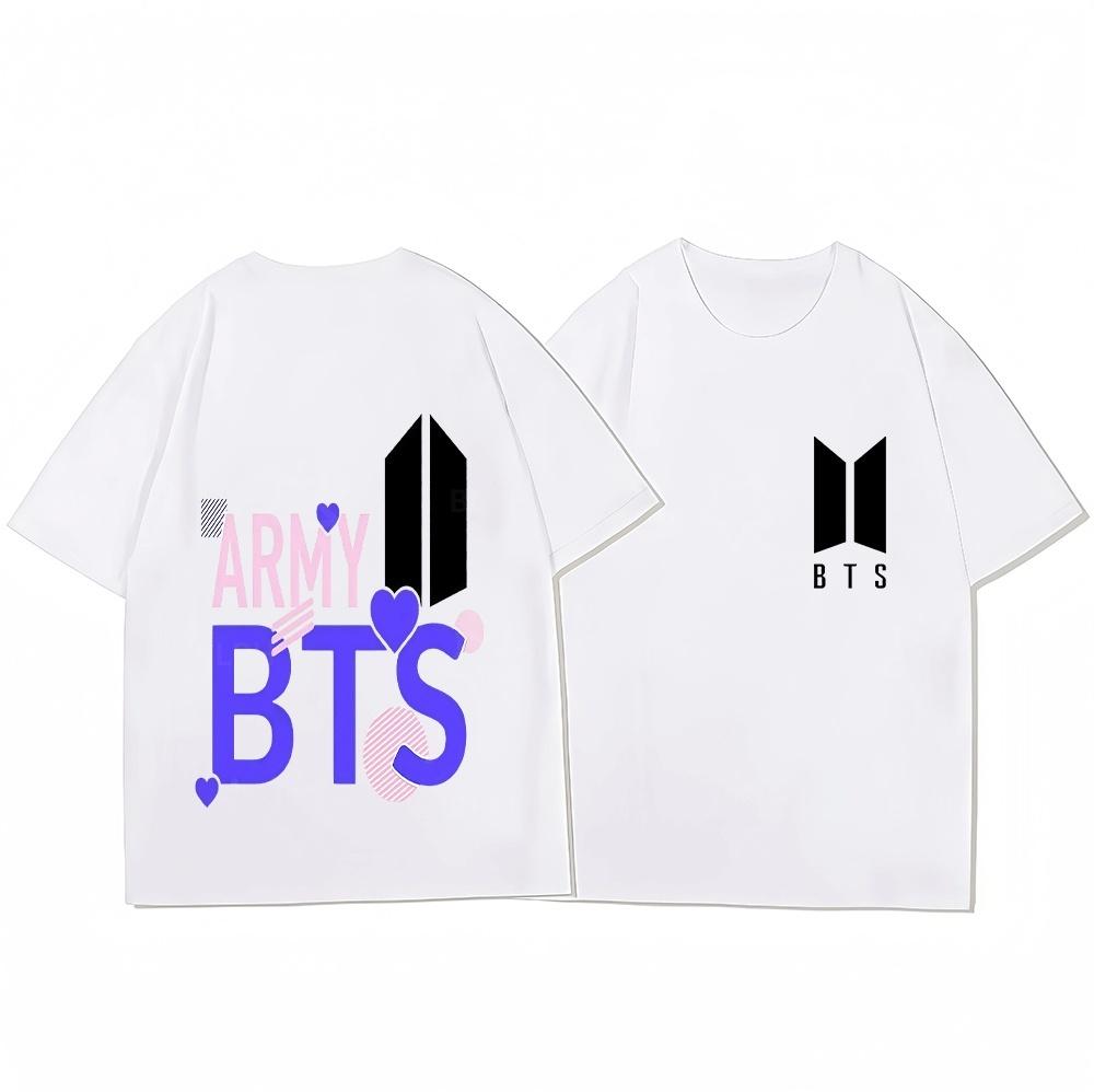 Y2K BTS Family Matching T Shirts Kpop BT21 Graphic Print Casual Couple Tees Soft Short Sleeve Army Fans Gift Tops for Adul Kids