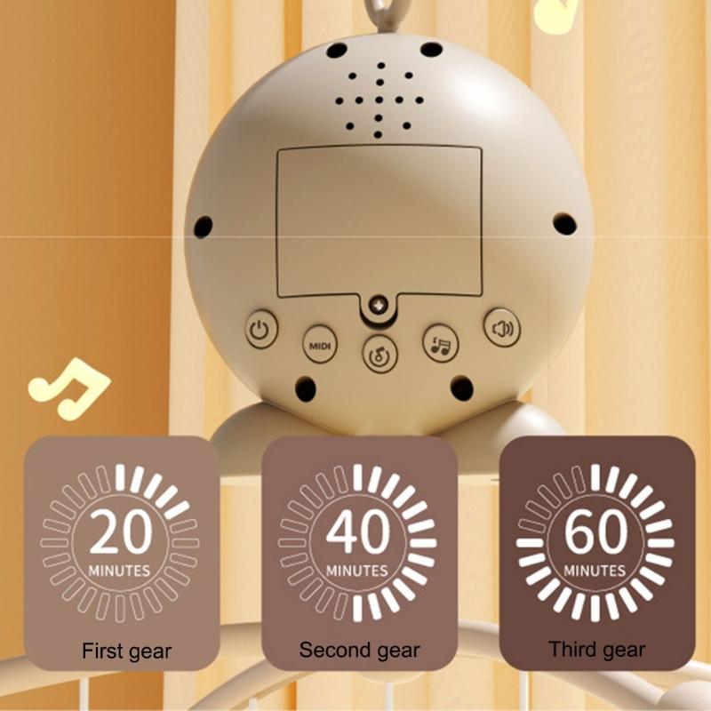 Infant Bedside Music Toy With Ceiling Light Show Auto Spin Mobile Built In Lullabies Wireless Remote For Newborns