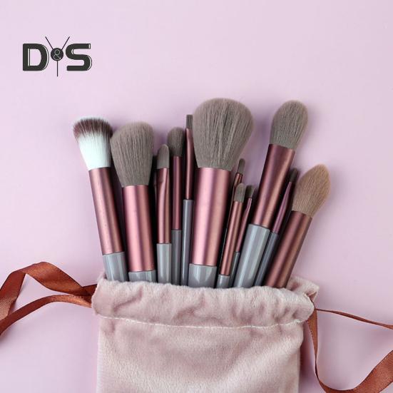 13Pcs/Set Makeup Brush Kit Portable Professional Foundation Loose Powder Blush Eyeshadow Concealer Lip Eyebrow Blending Cosmetic Brush Tools